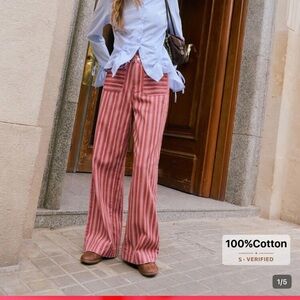 Striped Burgundy Women's Pants